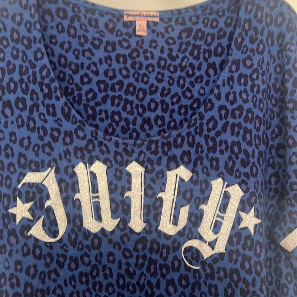 Juicy couture, new dark blue & black cheetah print top,white juicy logoSize XL.